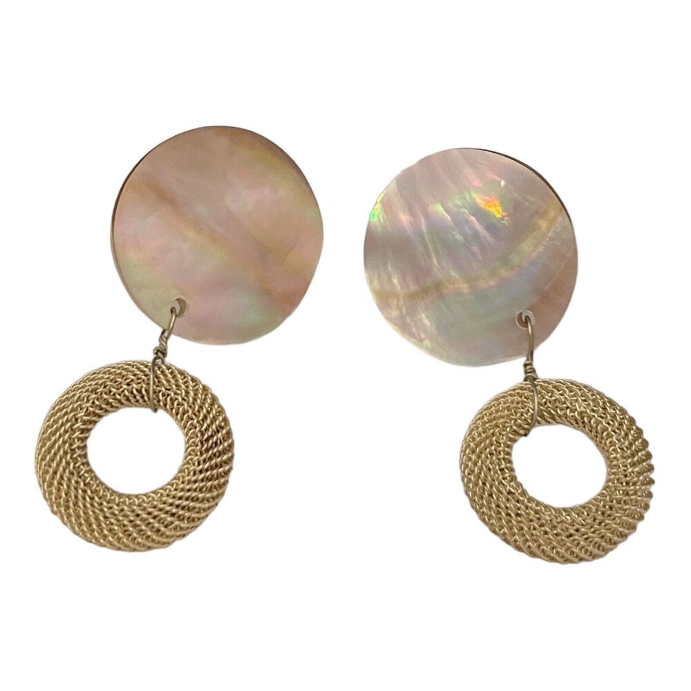 Vintage 1980s Clip On Earrings Shell Coastal Resort Gold Tone Dangle NOS - 3F - Picture 3 of 5